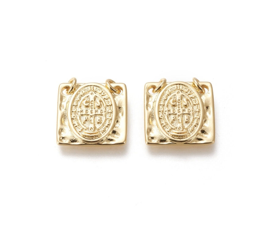 Square Hammered Saint Benedict Charms