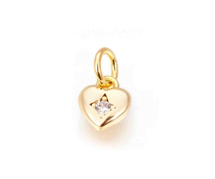 Gold Dipped Gem Heart Charms