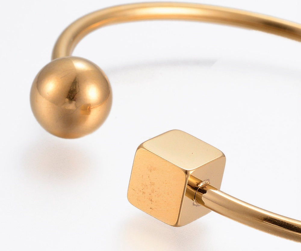 Gold Ball and Cube Bracelet