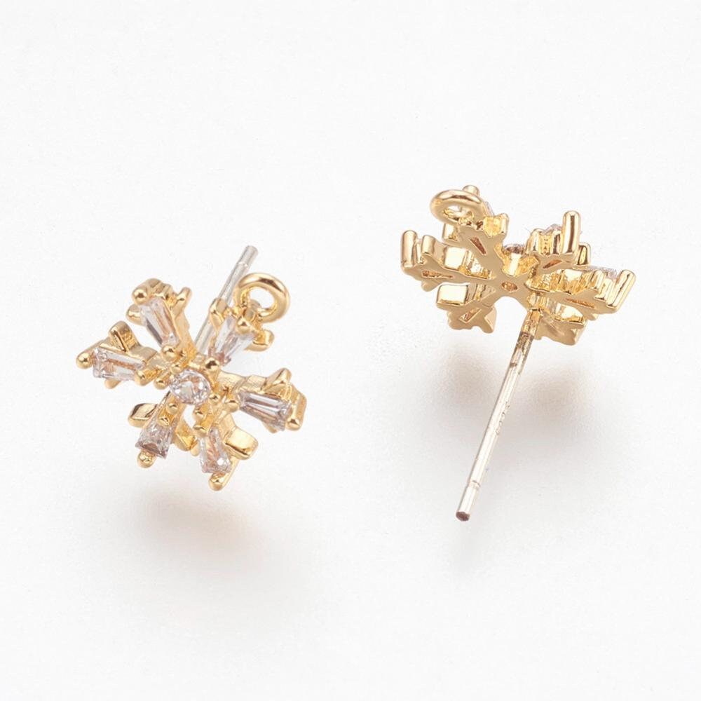 Winter Brushed 24K Gold Plated Geometric Snowflake Earring