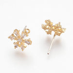 Winter Brushed 24K Gold Plated Geometric Snowflake Earring