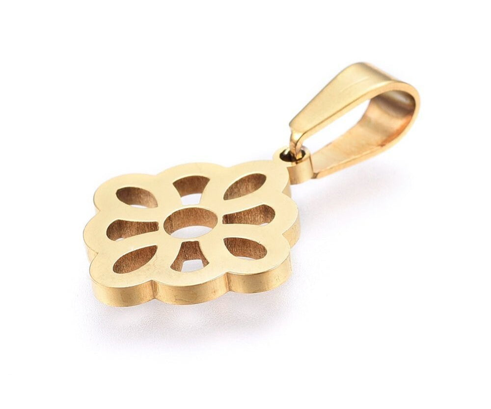 Jasmine 24K Gold Stainless Steel Abstract Flower Charm - Ingredients For Lovely