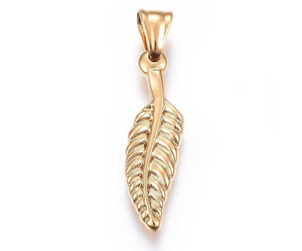 Ivy 24k Gold Large Leaf Stainless Steel Pendant - Ingredients For Lovely