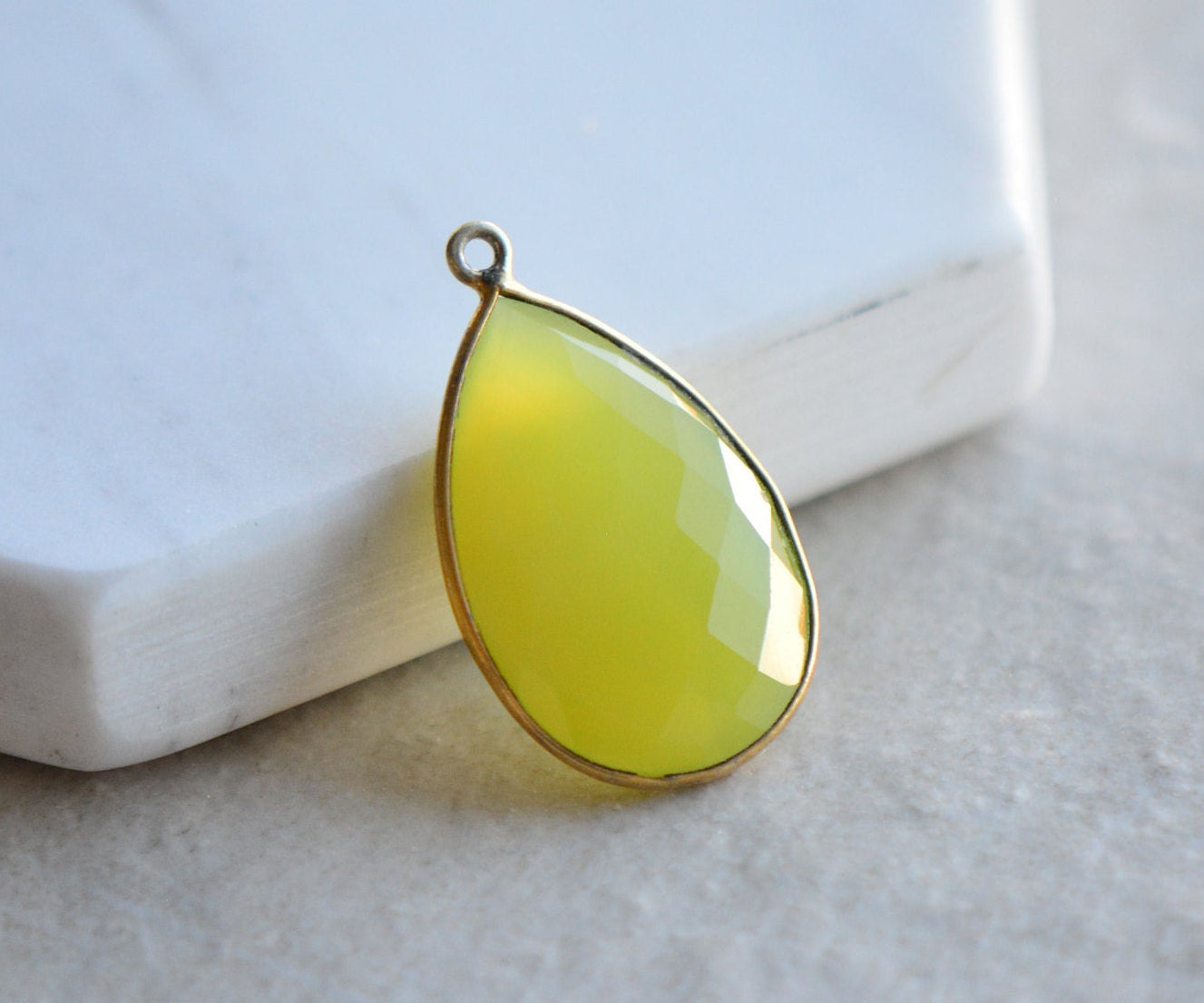 Raine Gold Plated Sterling Faceted Briolettes Teardrop Pendant with Lime Green Quartz - Ingredients For Lovely
