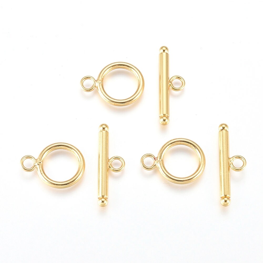 Trio Brass Toggle Clasp, Ring, Elegant Golden Jewelry Components - Ingredients For Lovely