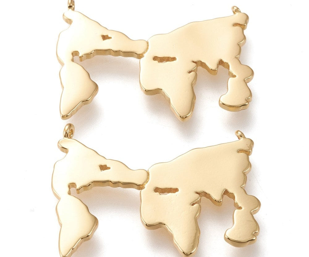 Gaia Gold Plated Brass World Map Pendant Pendant Connector - Ingredients For Lovely